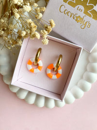 Pampilles MAËLLE petite bouée rose fluo ou orange fluo - boucles d’oreilles interchangeables