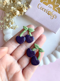 Pampilles cerise noire couleur prune SERENA - boucles d’oreilles interchangeables