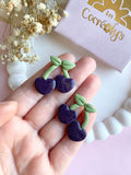 Pampilles cerise noire couleur prune SERENA - boucles d’oreilles interchangeables
