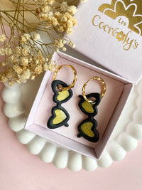 Pampilles TESSA lunette de soleil noir doré - boucles d’oreilles interchangeables