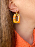 Pampilles ÉZIA marbré orangé, doré - boucles d’oreilles interchangeables