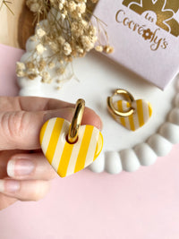 Pampilles INAYA à rayures jaune mangue et beige - boucles d’oreilles interchangeables