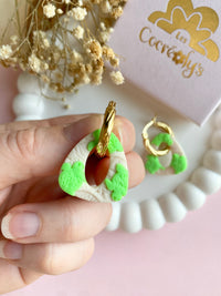 Pampilles AMBRE beige effet sable chaud motifs tortues de mer - boucles d’oreilles interchangeables