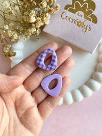 Pampilles AMBRE lilas motif vichy ou uni cassis - boucles d’oreilles interchangeables