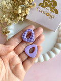 Pampilles AMBRE lilas motif vichy ou uni cassis - boucles d’oreilles interchangeables