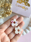 Pampilles LAURETTE framboise intense ou beige éclats framboise bleu lavande - boucles d’oreilles interchangeables