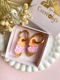 Pampilles SÉLIA glace double boule fruits rouges abricot - boucles d’oreilles interchangeables