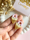 Pampilles SÉLIA petite glace vanille fraise - boucles d’oreilles interchangeables