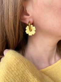 Pampilles LUCIA vieux rose pointe de doré, abricot ou jaune citron - boucles d’oreilles interchangeables