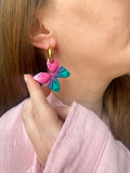 Pampilles MELLY, de jolis papillons dégradés framboise, émeraude, rose doux - boucles d’oreilles interchangeables