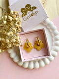 Pampilles FLORALIE abricot , doré ou blanche éclats doré - boucles d’oreilles interchangeables