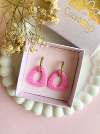Pampilles AMBRE rose ou bleu PAILLETÉES - boucles d’oreilles interchangeables