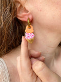 Pampilles SÉLIA glace double boule fruits rouges abricot - boucles d’oreilles interchangeables
