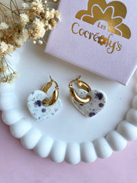 Pampilles INAYA réversibles fleurie mauve - boucles d’oreilles interchangeables