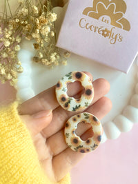 Pampilles SOËLLE motif fleuri tournesol - boucles d’oreilles interchangeables