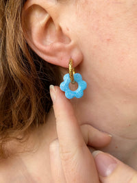 Pampilles MARIETTE rose ou bleu PAILLETÉES - boucles d’oreilles interchangeables