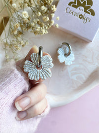 Pampilles ODINA framboise, mandarine ou blanc éclats argentés - boucles d’oreilles interchangeables
