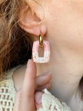 Pampilles ÉZIA pêche et beige éclats corail pêche - boucles d’oreilles interchangeables