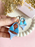Pampilles BLOOM bikini bleu pailletés et pois - boucles d’oreilles interchangeables
