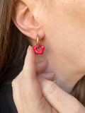 Pampilles FLORETTE rouge cerise ou rose doux - boucles d’oreilles interchangeables