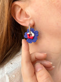 Pampilles ODINA bleu roi + FLORETTE blanc rouge - boucles d’oreilles interchangeables
