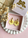 Pampilles LUCIA vieux rose pointe de doré, abricot ou jaune citron - boucles d’oreilles interchangeables