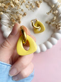 Pampilles AMBRE jaune citron, bois de rose ou marbré - boucles d’oreilles interchangeables