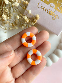 Pampilles MAËLLE petite bouée rose fluo ou orange fluo - boucles d’oreilles interchangeables