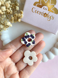 Pampilles FLORALIE réversibles écru cerises noires (couleur prune) - boucles d’oreilles interchangeables
