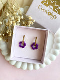Pampilles FLORETTE métallisées, réversibles - boucles d’oreilles interchangeables