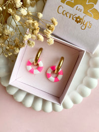 Pampilles MAËLLE petite bouée rose fluo ou orange fluo - boucles d’oreilles interchangeables