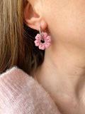 Pampilles LUCIA vieux rose pointe de doré, abricot ou jaune citron - boucles d’oreilles interchangeables