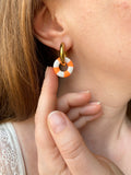 Pampilles MAËLLE petite bouée rose fluo ou orange fluo - boucles d’oreilles interchangeables