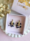 Pampilles FLORALIE réversibles écru cerises noires (couleur prune) - boucles d’oreilles interchangeables
