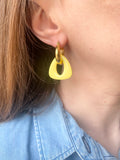 Pampilles AMBRE jaune citron, bois de rose ou marbré - boucles d’oreilles interchangeables
