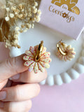 Pampilles APPOLINE rouge cerise ou vanille éclats rouge rose - boucles d’oreilles interchangeables