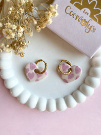 Pampilles INAYA motifs coeurs, beige ou corail intense - boucles d’oreilles interchangeables