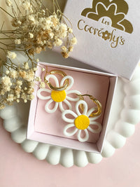 Pampilles SUZANNE blanche marguerite - boucles d’oreilles interchangeables
