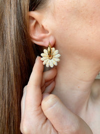 Pampilles APPOLINE blanche éclats doré ou argenté - boucles d’oreilles interchangeables