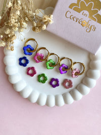 Pampilles FLORETTE métallisées, réversibles - boucles d’oreilles interchangeables