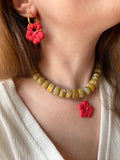 Pampilles PAULA hibiscus rouge ou jaune - boucles d’oreilles interchangeables