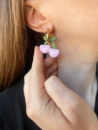 Pampilles cerise rose SERENA - boucles d’oreilles interchangeables