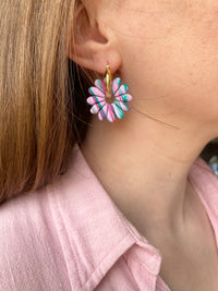 Pampilles APPOLINE éclats de couleurs : framboise, émeraude, rose doux et pointe de doré - boucles d’oreilles interchangeables