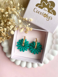 Pampilles APPOLINE framboise ou vert émeraude - boucles d’oreilles interchangeables