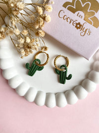 Pampilles ORIANA petit cactus simple ou avec fleur - boucles d’oreilles interchangeables