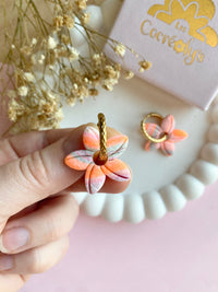 Pampilles TIARÉ réversibles couleurs pastels et orange fluo - boucles d’oreilles interchangeables