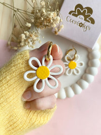 Pampilles SUZANNE blanche marguerite - boucles d’oreilles interchangeables