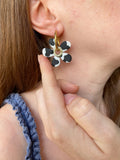 Pampilles NAÏA tâches de vache, coeur pailleté - boucles d’oreilles interchangeables