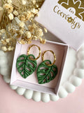 Pampilles ANAÉE feuille monstera - boucles d’oreilles interchangeable
