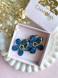 Pampilles NAÏA effet Denim bleu foncé, coeur pailleté - boucles d’oreilles interchangeables